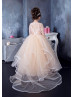 Champagne Tulle Heart Back Flower Girl Dress